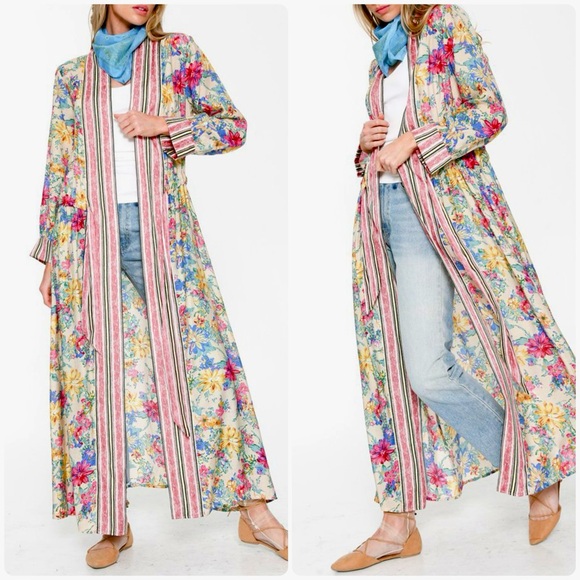 Aratta Silent Journey Tops - Aratta Silent Journey I Will Meet You at Maxi Duster Floral Sz S